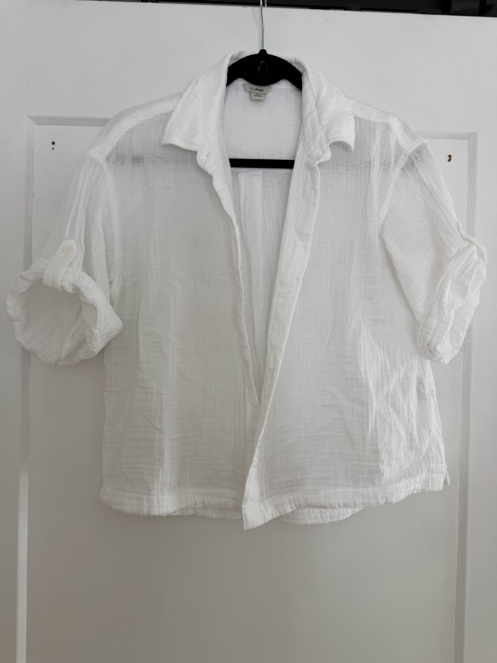 L.L. Bean White Linen-Cotton Shirt